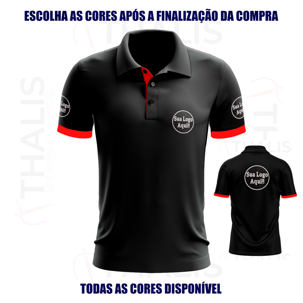 Kit 5 Camisa Polo PIQUET inglês - Interno de gola e manga personalizada - Todas as cores