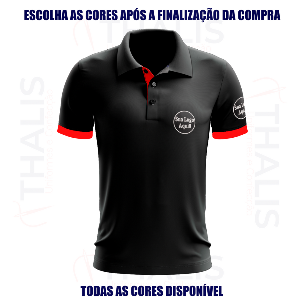 Kit 5 Camisa Polo PIQUET inglês - Interno de gola e manga personalizada - Todas as cores