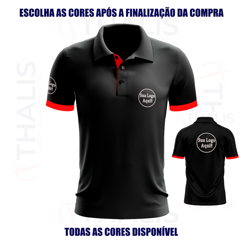 Kit 5 Camisa Polo PIQUET inglês - Interno de gola e manga personalizada - Todas as cores