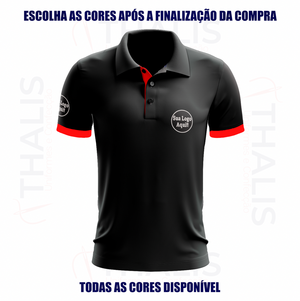 Kit 5 Camisa Polo PIQUET inglês - Interno de gola e manga personalizada - Todas as cores
