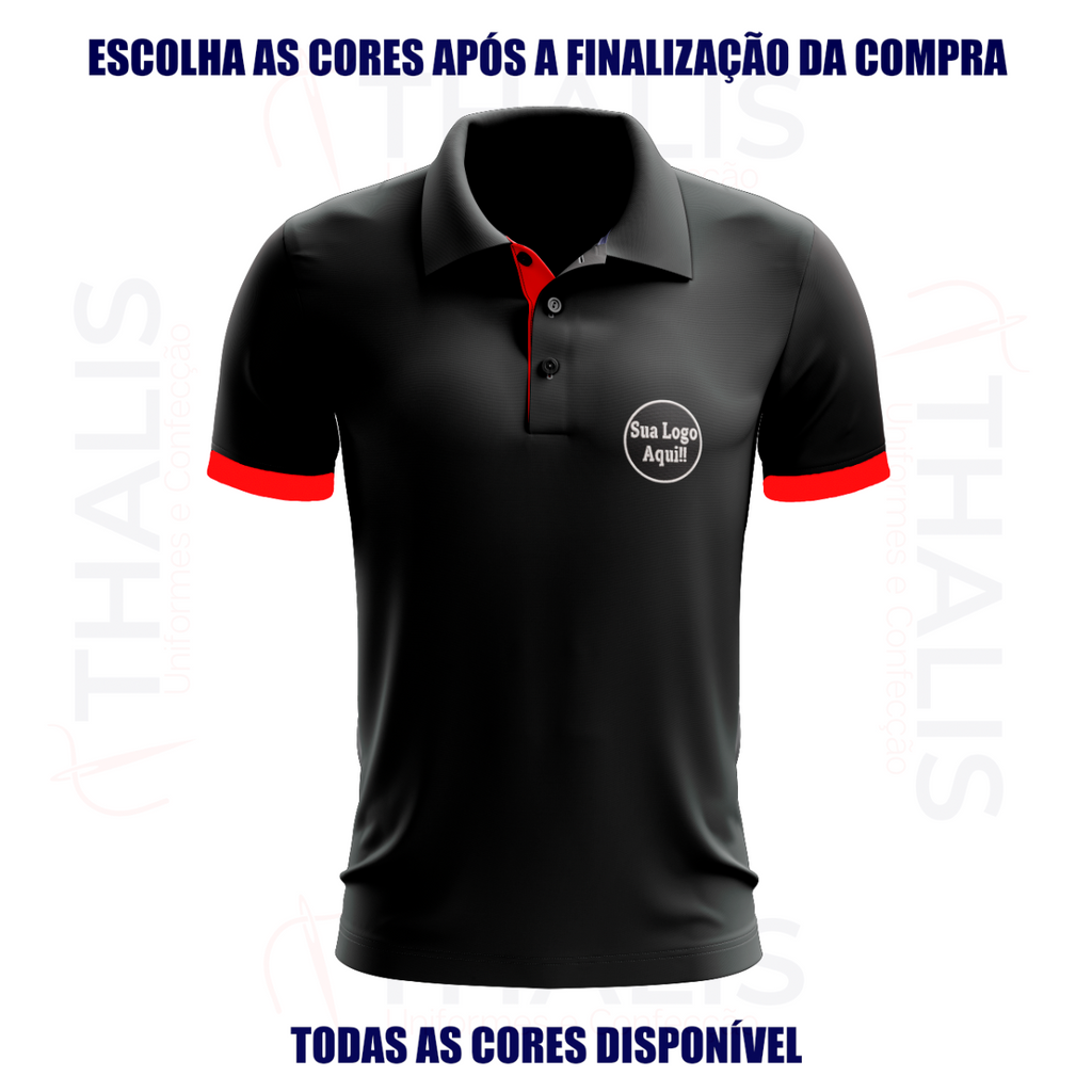 Kit 5 Camisa Polo PIQUET inglês - Interno de gola e manga personalizada - Todas as cores
