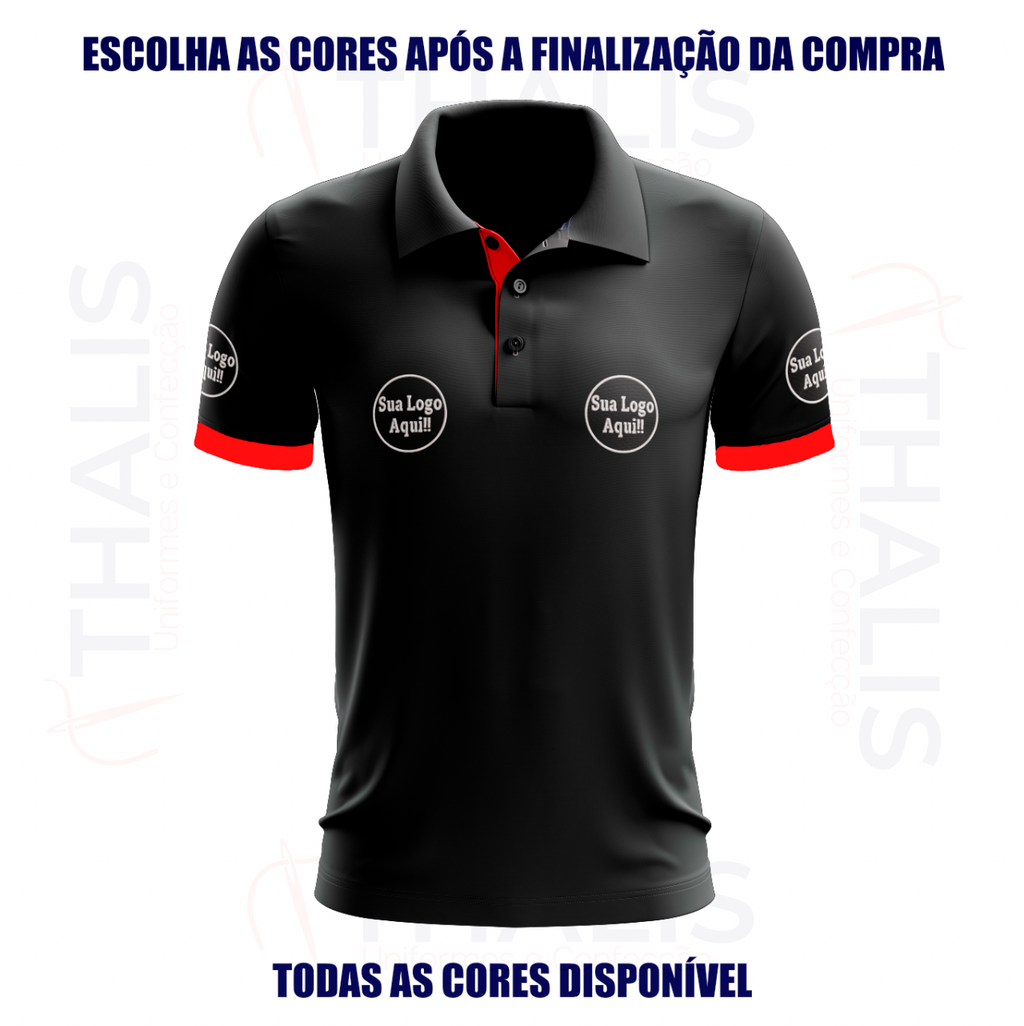 Kit 5 Camisa Polo PIQUET inglês - Interno de gola e manga personalizada - Todas as cores