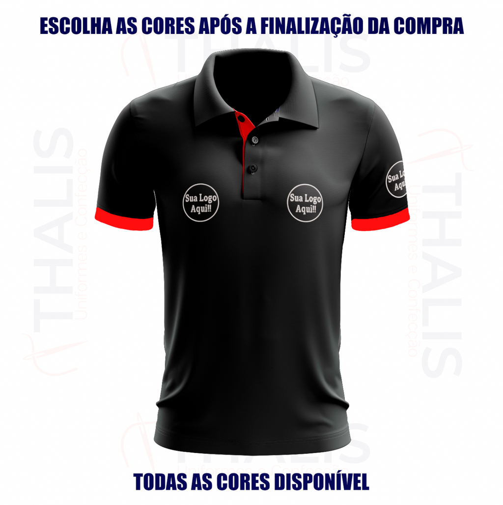 Kit 5 Camisa Polo PIQUET inglês - Interno de gola e manga personalizada - Todas as cores