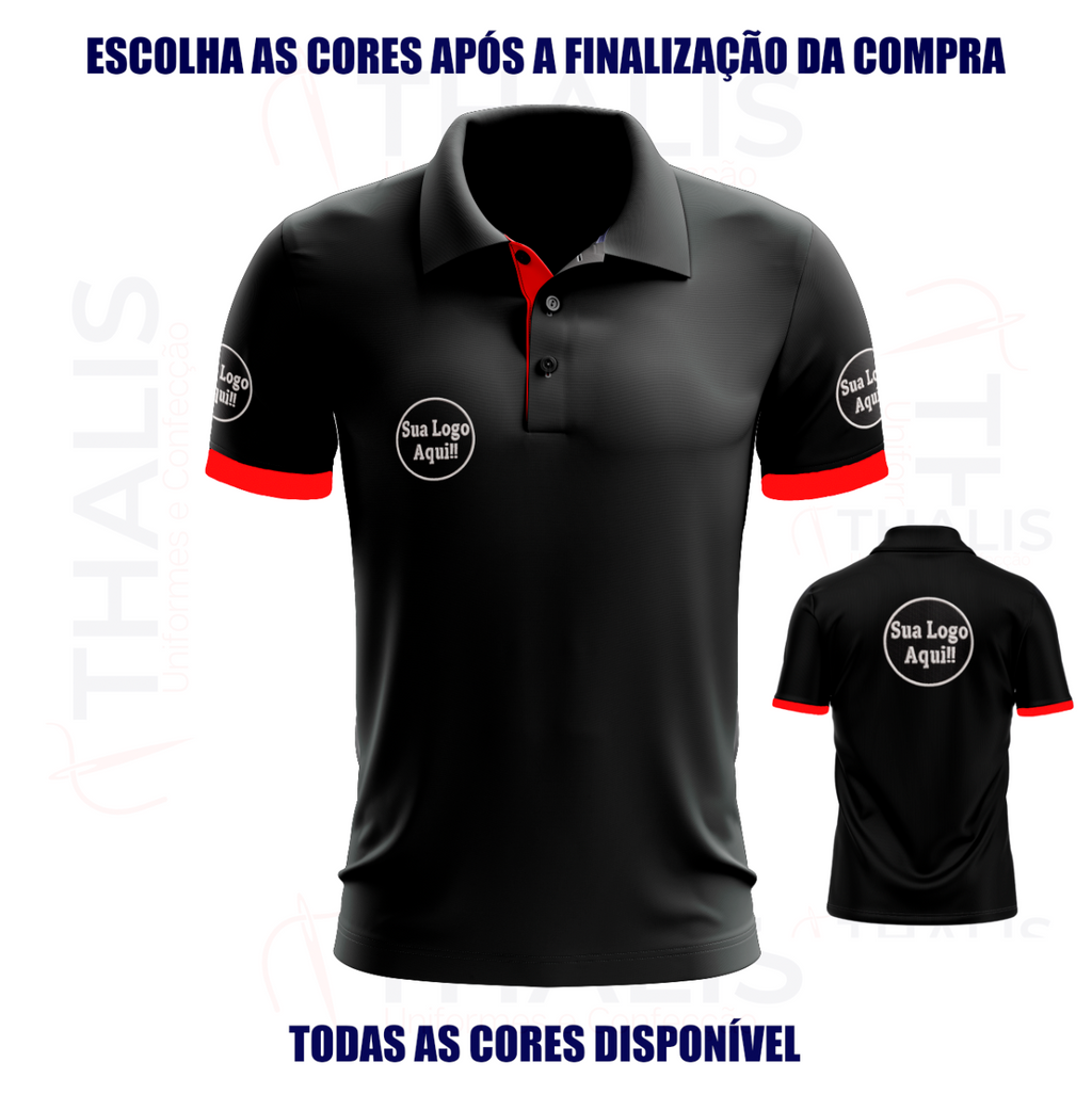 Kit 5 Camisa Polo PIQUET inglês - Interno de gola e manga personalizada - Todas as cores