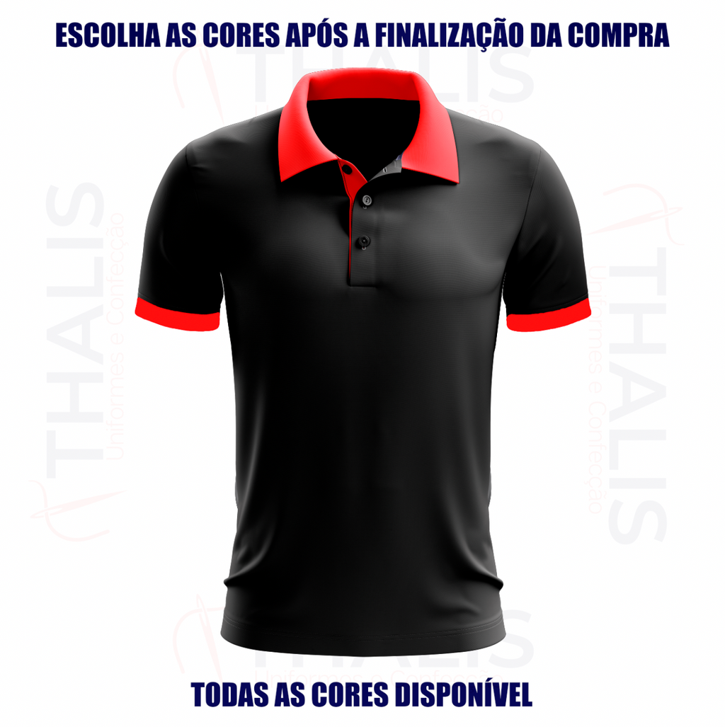 Kit 5 Camisa Polo PIQUET inglês - Gola, Interno de gola e manga personalizada - Todas as cores