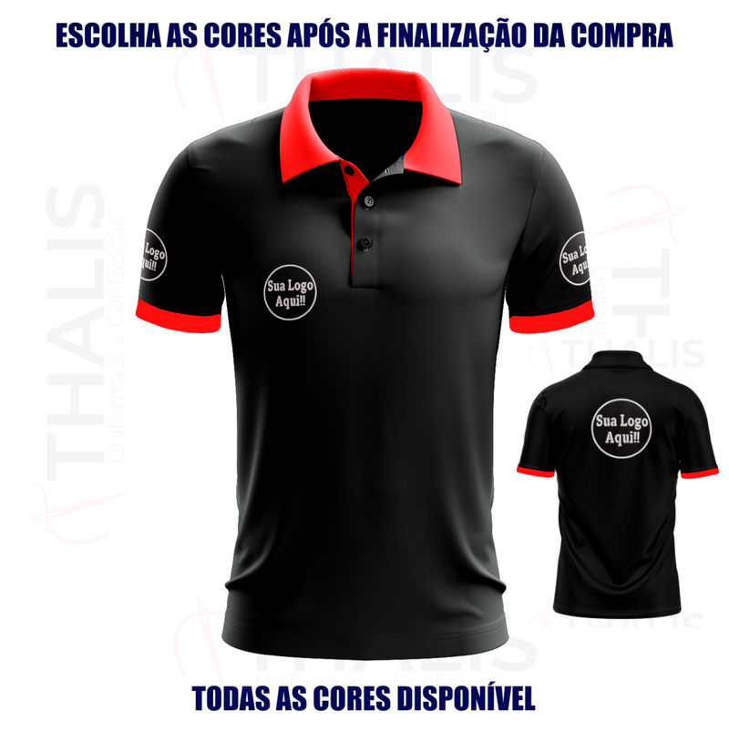 Kit 5 Camisa Polo PIQUET inglês - Gola, Interno de gola e manga personalizada - Todas as cores