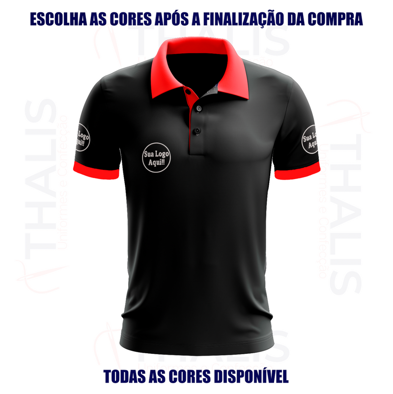Kit 5 Camisa Polo PIQUET inglês - Gola, Interno de gola e manga personalizada - Todas as cores