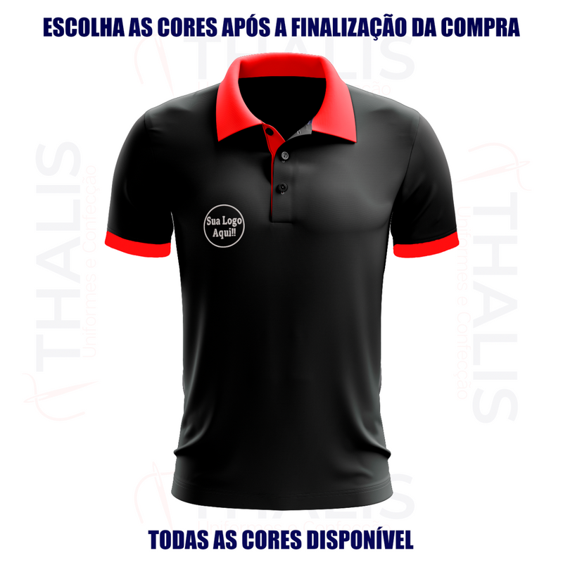 Kit 5 Camisa Polo PIQUET inglês - Gola, Interno de gola e manga personalizada - Todas as cores