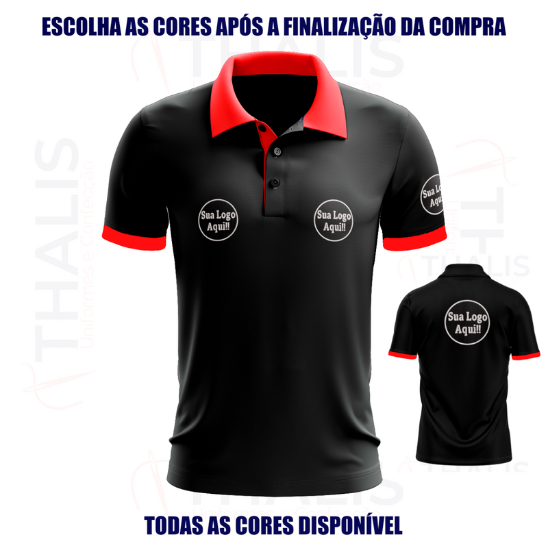 Kit 5 Camisa Polo PIQUET inglês - Gola, Interno de gola e manga personalizada - Todas as cores