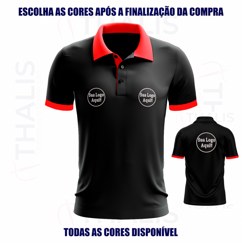 Kit 5 Camisa Polo PIQUET inglês - Gola, Interno de gola e manga personalizada - Todas as cores