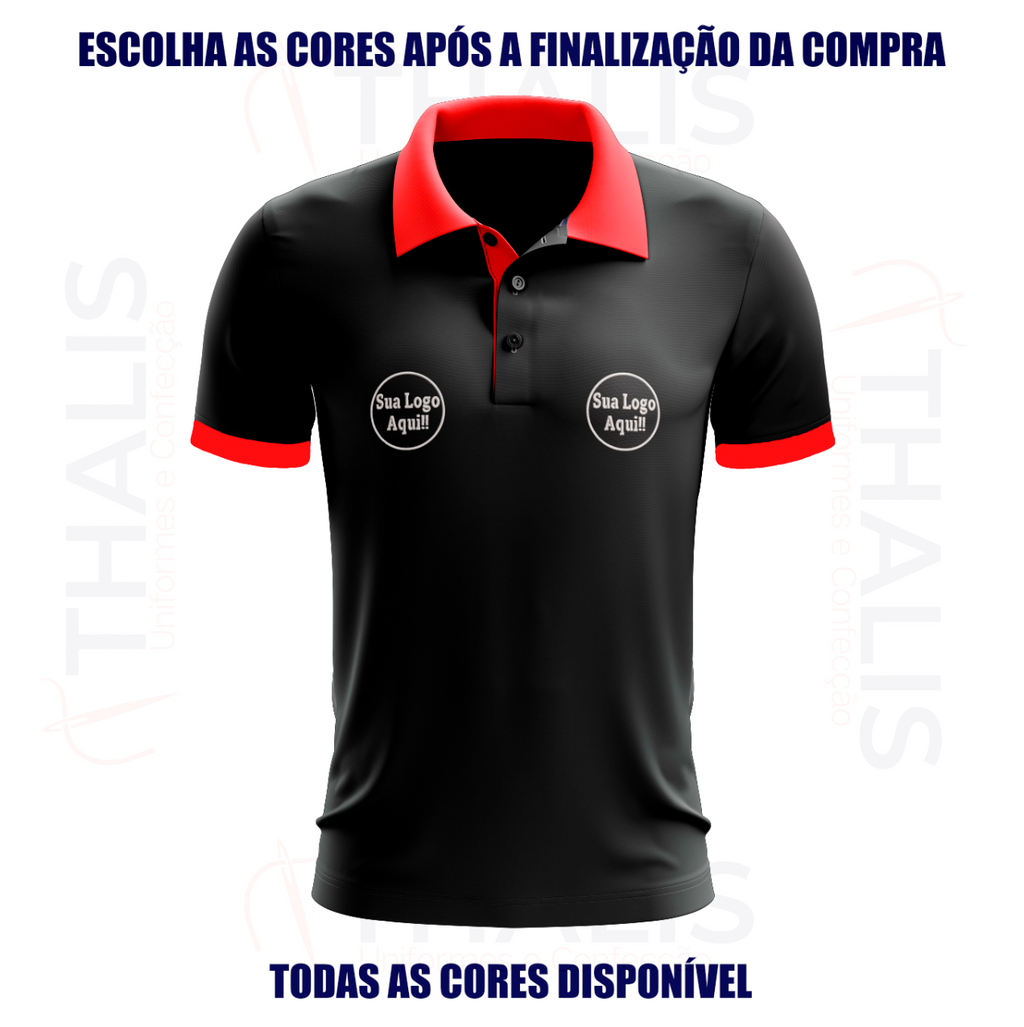 Kit 5 Camisa Polo PIQUET inglês - Gola, Interno de gola e manga personalizada - Todas as cores