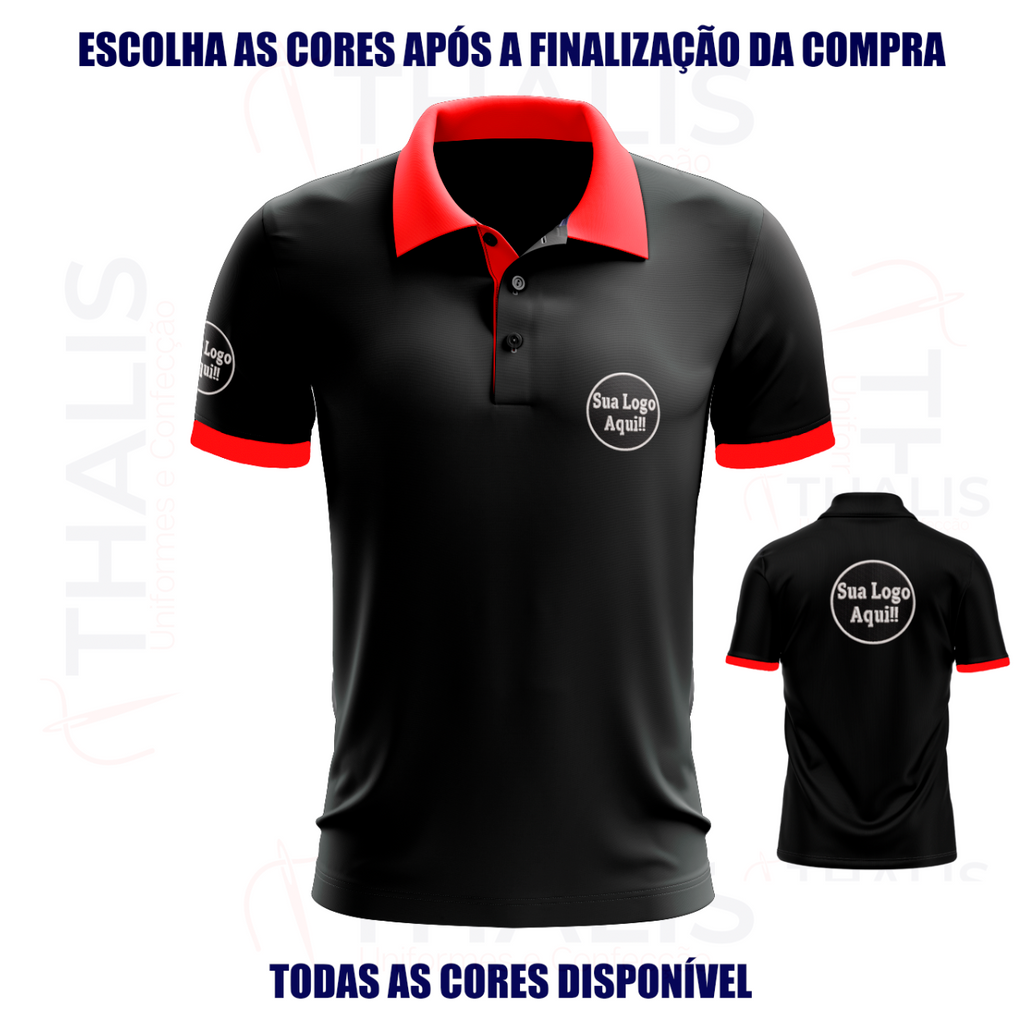 Kit 5 Camisa Polo PIQUET inglês - Gola, Interno de gola e manga personalizada - Todas as cores