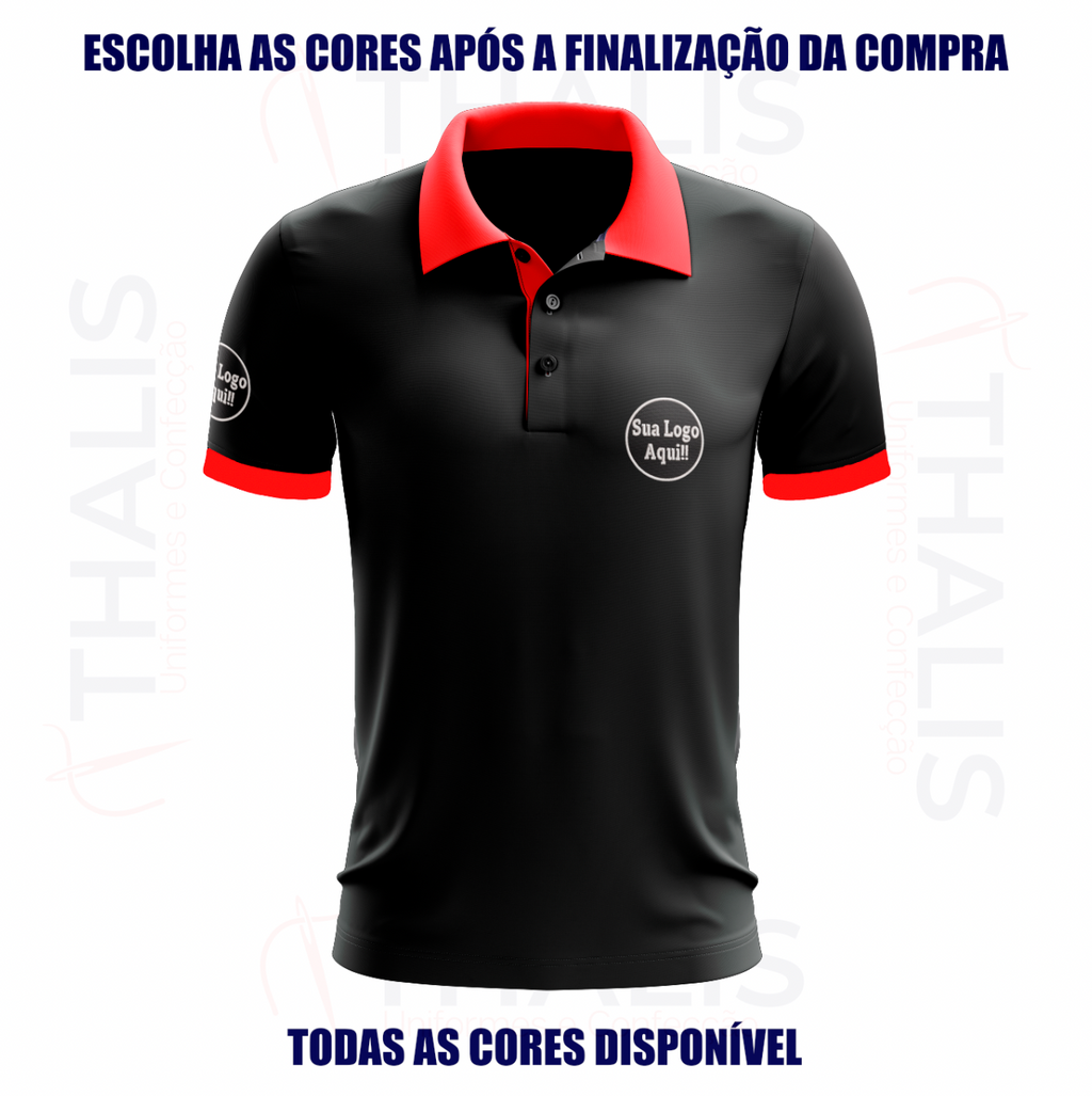 Kit 5 Camisa Polo PIQUET inglês - Gola, Interno de gola e manga personalizada - Todas as cores